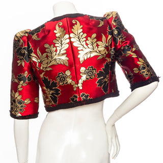 Gold and Red Leopard Motif Jacquard Jacket and Skirt Set