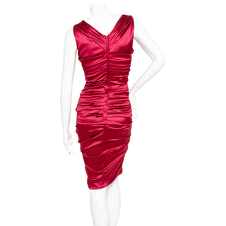 Red Silk Ruched Dress