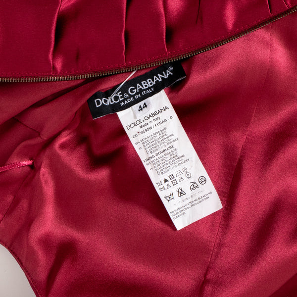 Dolce & Gabbana Red Silk Ruched Dress