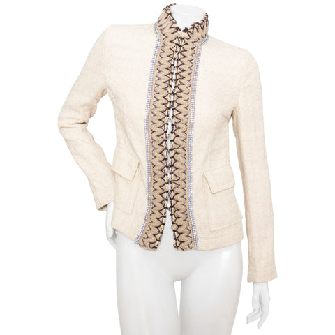 Dolce & Gabbana Tweed and Crystal Cream Jacket