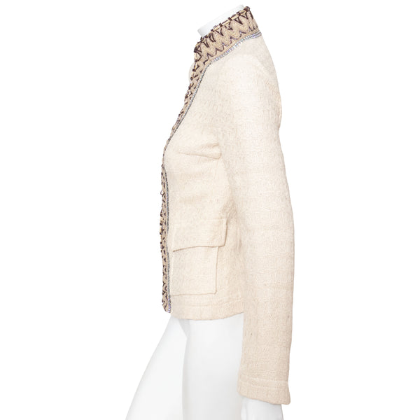 Dolce & Gabbana Tweed and Crystal Cream Jacket