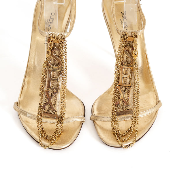 Dolce & Gabbana Gold Chain "Sex" Sandals