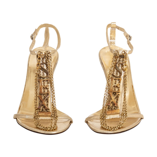 Dolce & Gabbana Gold Chain "Sex" Sandals
