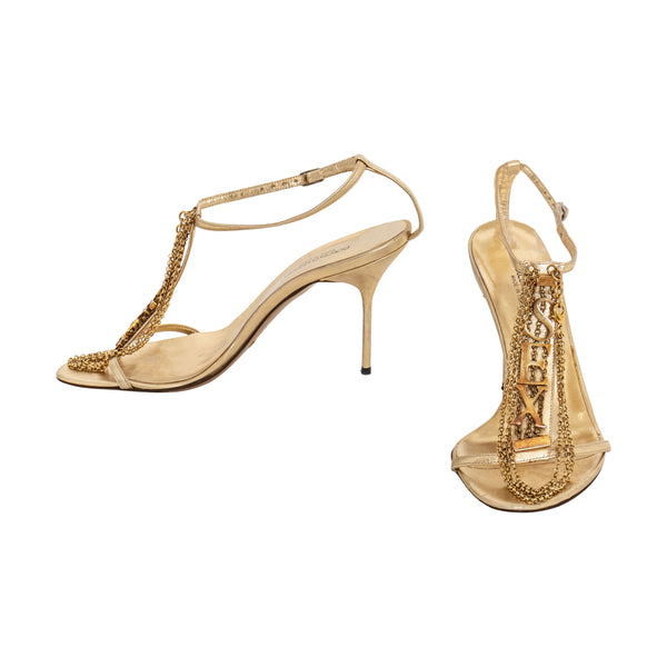Dolce & Gabbana Gold Chain "Sex" Sandals