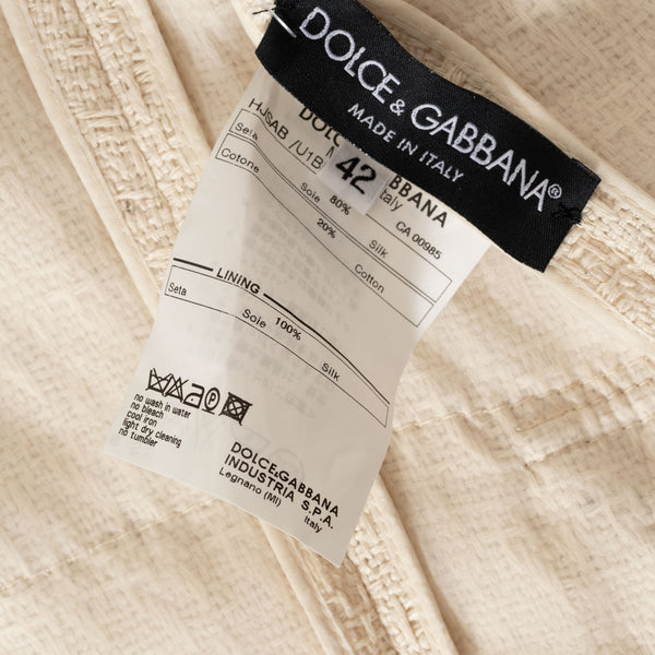 Dolce & Gabbana Tweed and Crystal Cream Jacket
