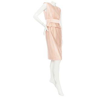 Pink Silk Quilted Peplum Dress