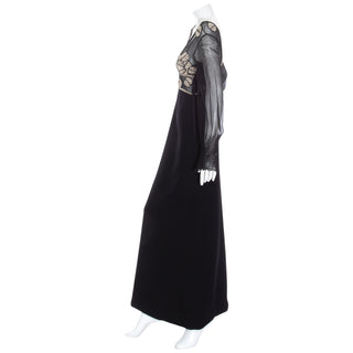 Vintage Silk and Wool Crepe Crystal Embellished Dress