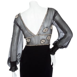 Vintage Silk and Wool Crepe Crystal Embellished Dress