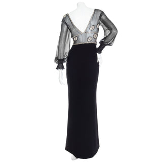 Vintage Silk and Wool Crepe Crystal Embellished Dress