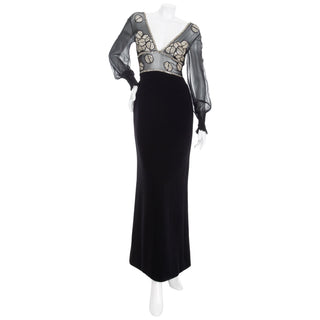 Vintage Silk and Wool Crepe Crystal Embellished Dress