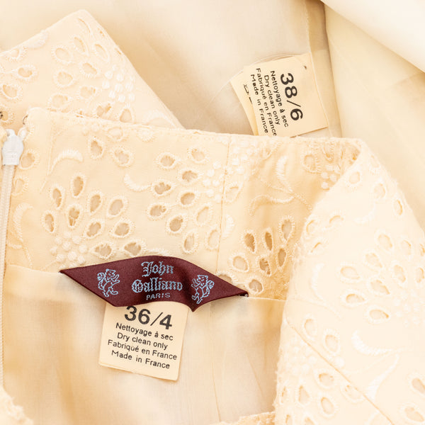 John Galliano 1996 Ivory Broderie Anglaise Skirt Suit