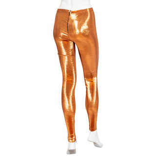 Vintage Metallic Orange Zip Leggings