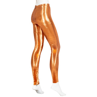 Vintage Metallic Orange Zip Leggings