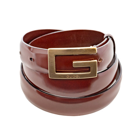 Gucci Tom Ford Brown and Gold-Tone G Buckle Belt