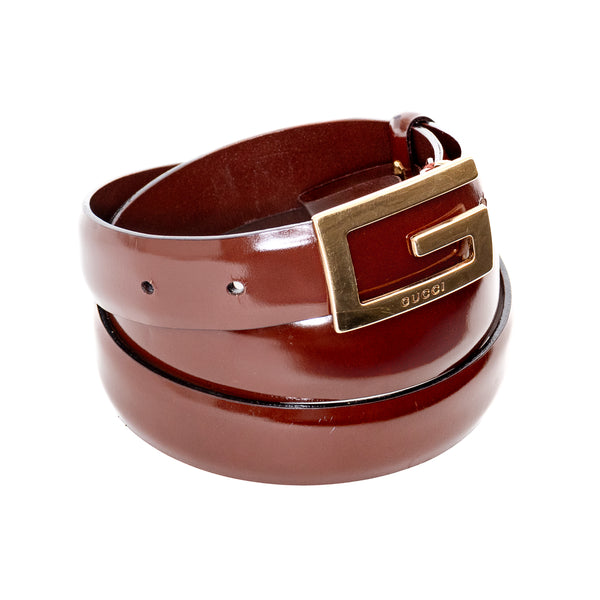 Gucci Tom Ford Brown and Gold-Tone G Buckle Belt