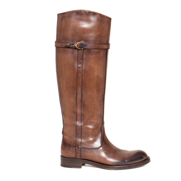 Gucci Dark Brown Leather Riding Boots