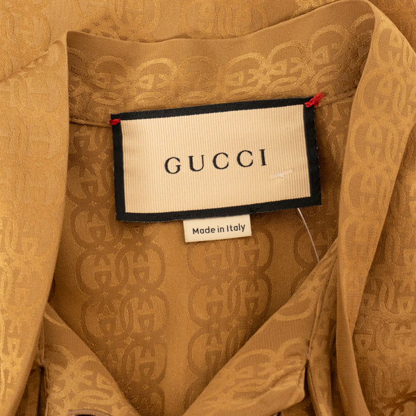 Gucci GG Silk Jacquard Brown Blouse