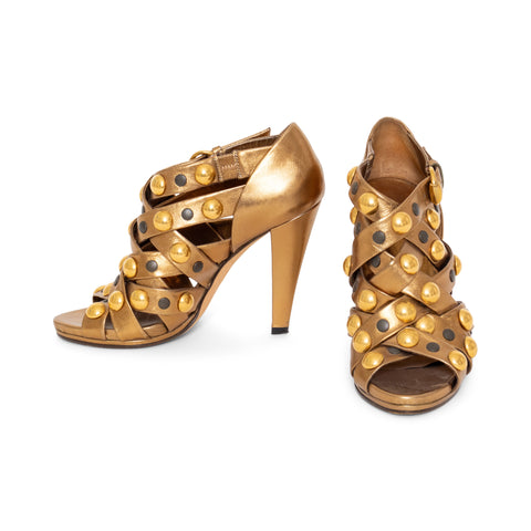 Gold Babouska Studded Gladiator Sandals