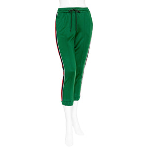 Gucci Green Jersey Striped Jogger Pants