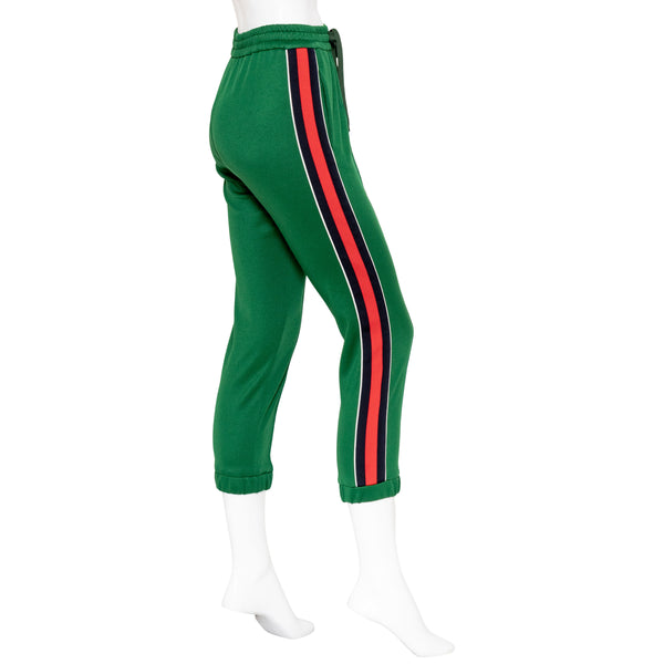 Gucci Green Jersey Striped Jogger Pants
