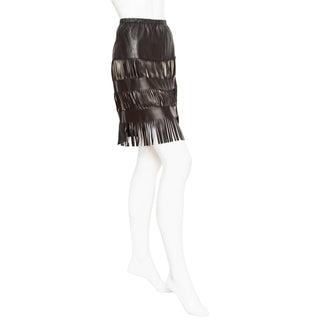 1999 Black Lambskin Fringed Skirt