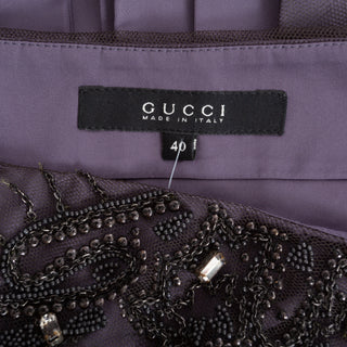 2000s Purple and Black Tulle Embellished Back Pleat Skirt