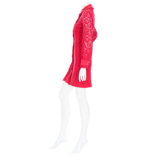 2015 Coral Red Cotton Lace Satin-Trim Mini Dress