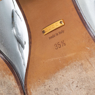 55mm Vegas Silver Leather Horsebit Loafers 35.5