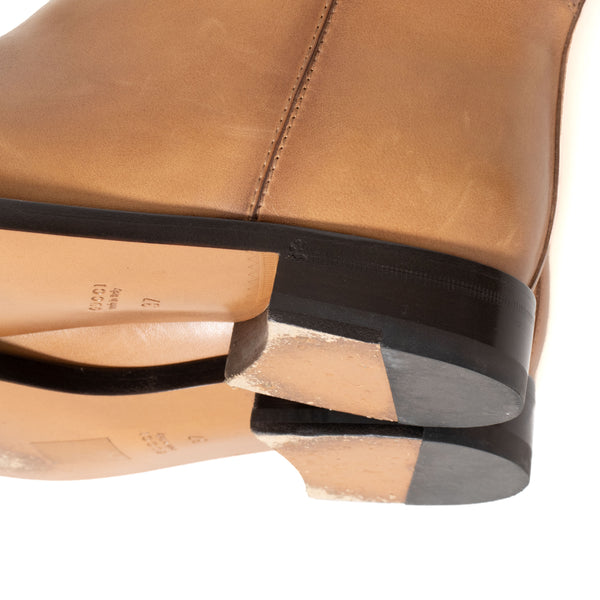 Gucci Tan Leather Horsebit Riding Boots