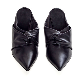 Black Leather Knot 100 Mules 40
