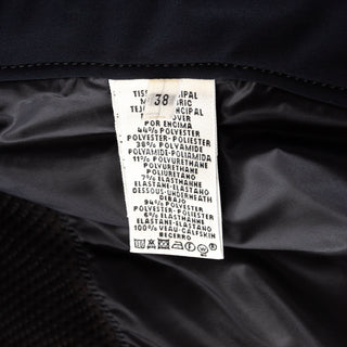 Black Leather-Trim Waterproof Paneled Ski Jacket