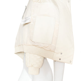 Ivory Quilted Leather and Shearling Jacket