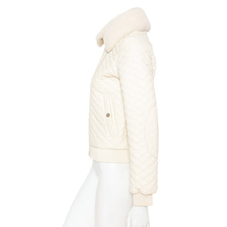 Ivory Quilted Leather and Shearling Jacket