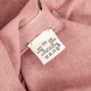 Dusty Pink Cashmere Crewneck Button-Detail Short Sleeve Tee