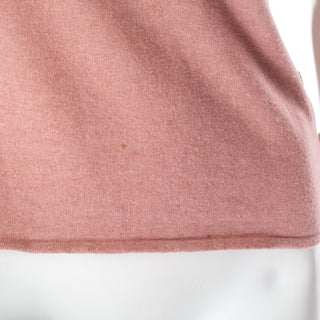 Dusty Pink Cashmere Crewneck Button-Detail Short Sleeve Tee