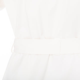 White Cotton Collared Short Sleeve Patch Pocket Dress