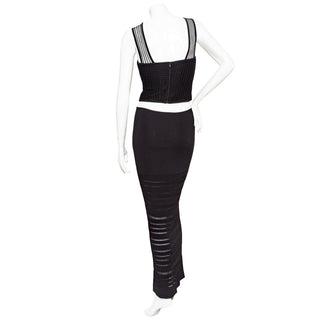 Vintage Black Bodycon Top and Skirt Set