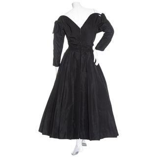 1950s Black Silk Two-Piece Top and Skirt Dress Set