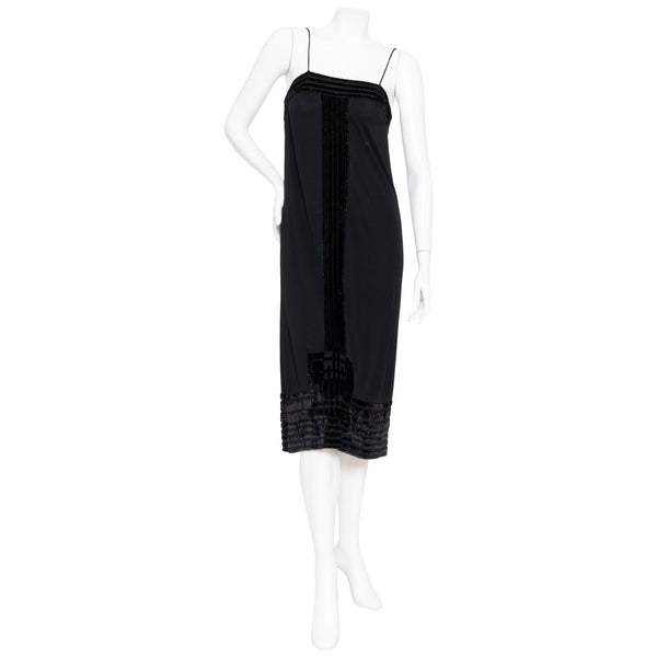 Janice Wainwright 1970s Black Velvet Burnout Dress and Matching Jacket Set