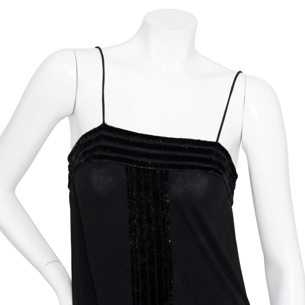 Janice Wainwright 1970s Black Velvet Burnout Dress and Matching Jacket Set