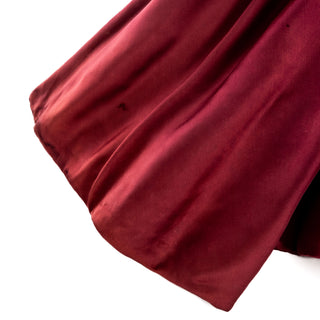 1950s Burgundy and Brown Satin Strapless Fan Pleated Gown