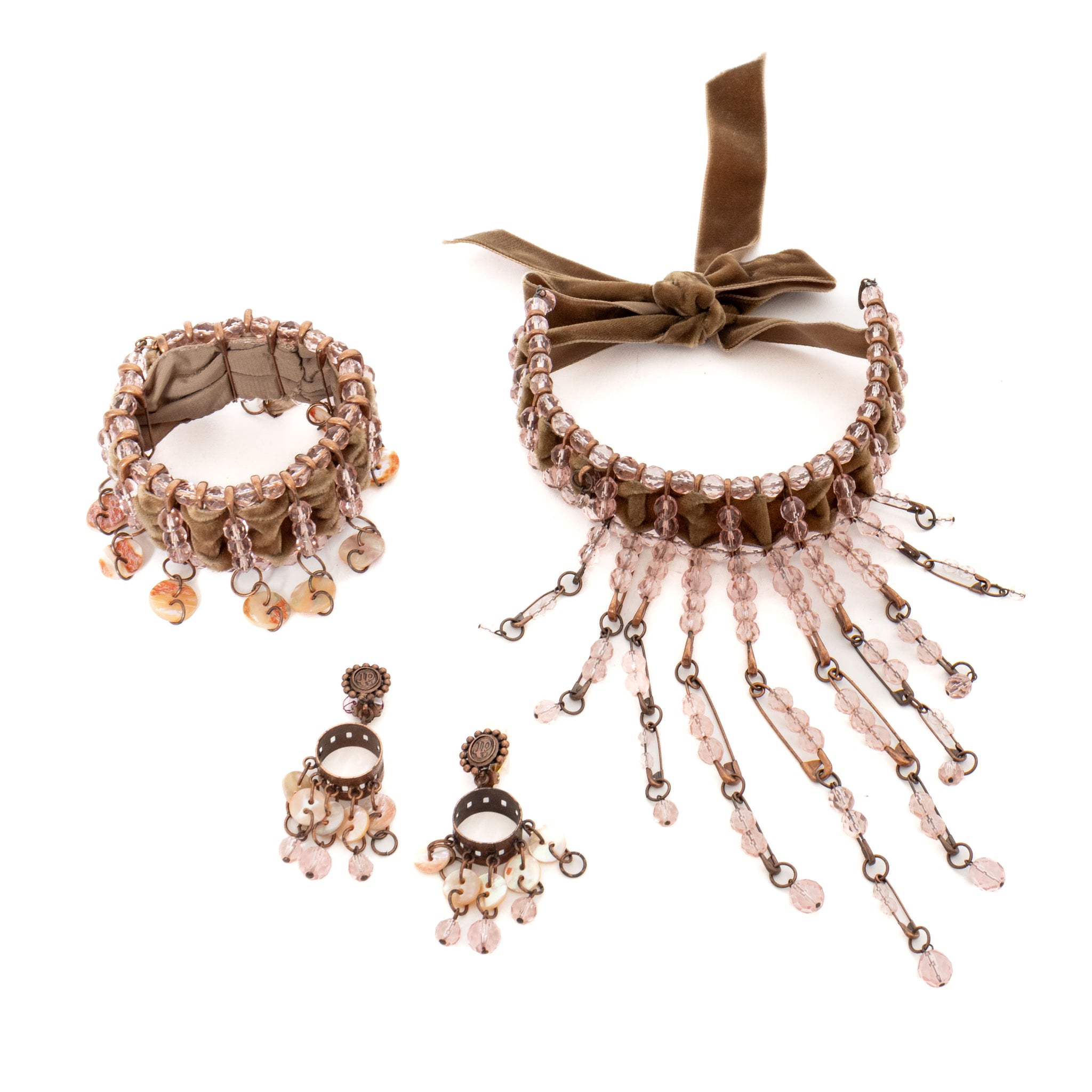 Jean Paul Gaultier 1990s 3-Piece Beaded Necklace Bracelet Earrings Set