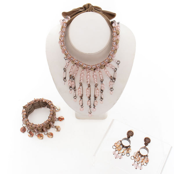 Jean Paul Gaultier 1990s 3-Piece Beaded Necklace Bracelet Earrings Set