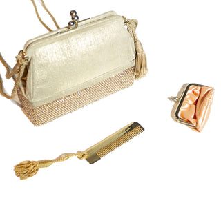 Vintage Gold Suede and Crystal Embellished Minaudière