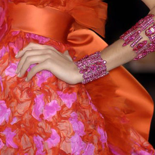 2007 Haute Couture Red and Pink Appliqué Gown