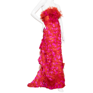 2007 Haute Couture Red and Pink Appliqué Gown
