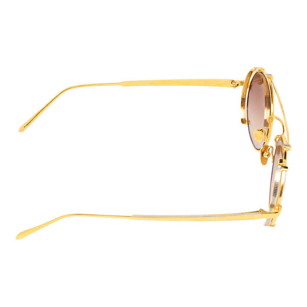Linda Farrow Jimi Oval Yellow Gold and 1 C2 Fine Chain Sunglasses