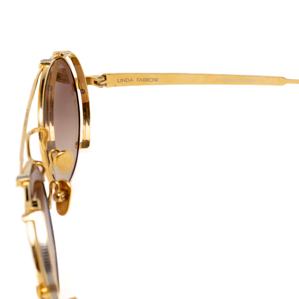 Linda Farrow Jimi Oval Yellow Gold and 1 C2 Fine Chain Sunglasses