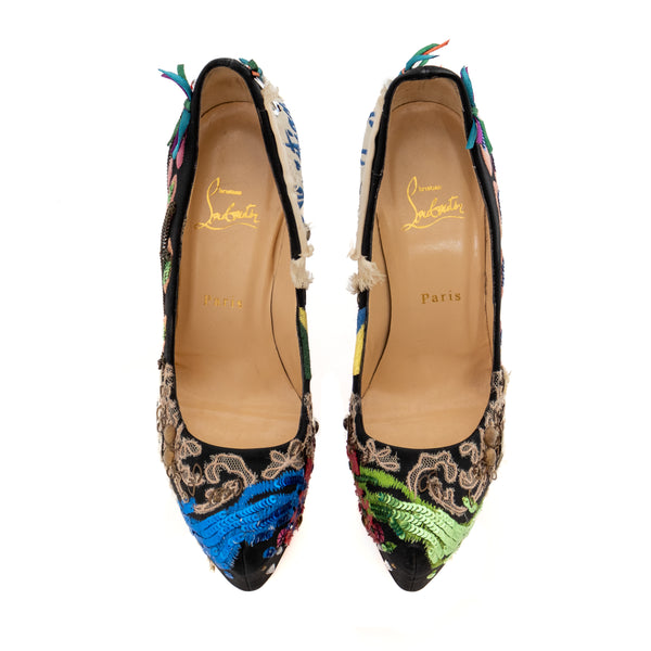 Louboutin Daffodile Brodee Crepe Satin Pumps