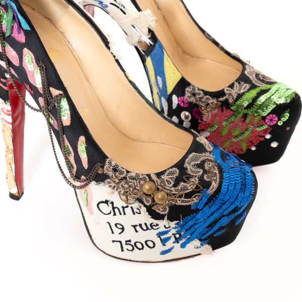 Louboutin Daffodile Brodee Crepe Satin Pumps